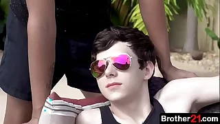 As soon as small fry finds his stepbrother lounging by the pool, he decides not far from join him plus ask him for a massage